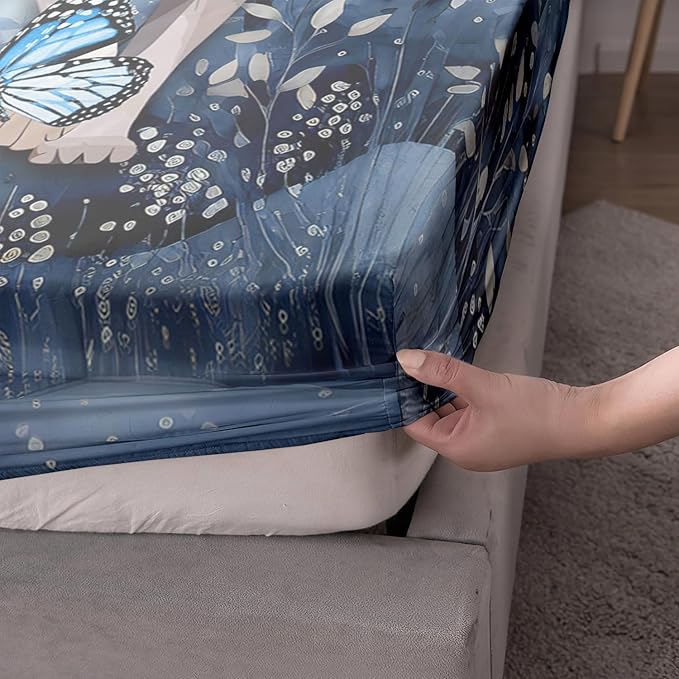 AILONEN Wolf Fitted Sheet Set Twin XL Size for Boys Girls Animal Wolf Wildlife Bed Sheet Set,Tie Dye Wolf Fitted Sheet with 2 Pillowcases,3 Pieces Safari Wolves Print Bed Sheet Set