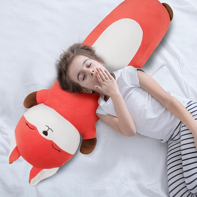 36 inch Orange Fox Stuffed Animal, Soft Long Pillow Doll, Giant Cute Fox Plush Body Pillow Plushies Toy Gift for Kids, Boys Birthday,Valentine,Easter