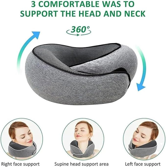 Travel Pillow Travel Neck Pillow, 360 Degree Comfort and Breathability, Airplane Travel Neck Pillow, Stowable U-Shaped Pillow, Gray, mollie us 02