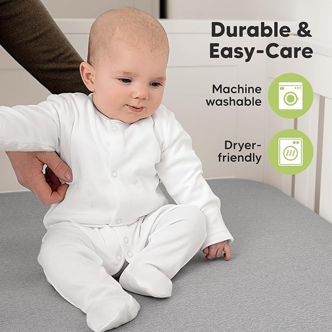 2-Pack Organic Crib Sheets for Boys, Girls - Jersey Fitted Crib Sheet, Baby Crib Sheets Neutral, Crib Mattress Sheet, Cotton Crib Sheets, Breathable Crib Sheet, Baby Mattress Sheets (Storm)