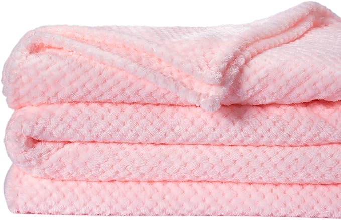 Fuzzy Throw Blanket, Plush Fleece Blankets for adults, Toddler, boys and Girls, Warm Soft Blankets and Throws for Bed, Couch, Sofa, Travel and Outdoor, Camping (Full Twin(70"x80"), XL2-Baby Pink)