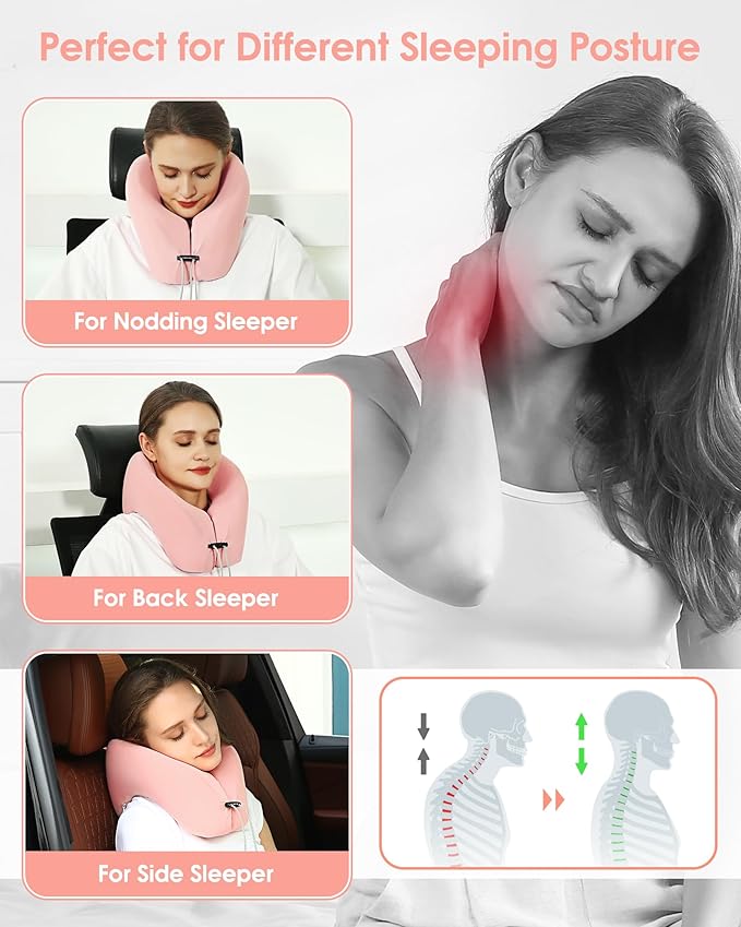 2-in-1 Travel Pillow, Memory Foam U-Shape Airplane Pillow with Storage Bag, Face Down Pillow Relax Arms, Ideal for Long Flight Essentials, Car, Family and Travel Use-Upgraded