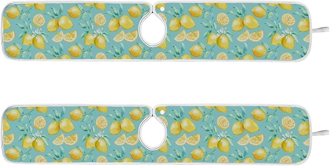 Lemon Turquoise Faucet Water Catcher Mat 2 Pack Flowers Leaves Summer Drying Mat Absorbent Bathroom Faucet Handle Drip Catcher Tray Bar RV Kitchen Sink Splash Guard 30x5 Inches