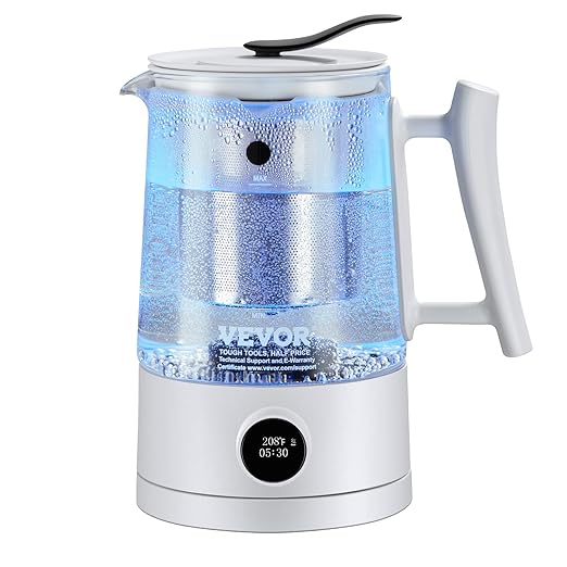 VEVOR Hydrogen Water Pitcher, Rich Hydrogen Water Generator, 1.5 L Large Capacity Hydrogen Water Bottle Generator SPE and PEM Technology, Hydrogen Rich Water Ionizer Machine for Brewing Coffee or Tea