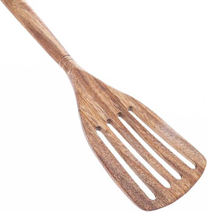 Labrea Life and Home 1pc Solid Acacia Wooden Slotted Spatula Spurtle Kitchen Utensils Cooking Baking Home Essentials 12.5 Inch