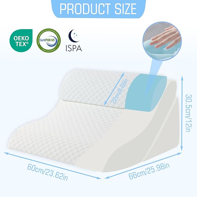 3PCS Bed Wedge Pillow for Sleeping, 20-in-1 Adjustable Memory Foam Wedge Pillow for Back Leg Pain Relief, 23" Wide Wedge Pillow for After Surgery, Acid Reflux, Snoring, Back Pain