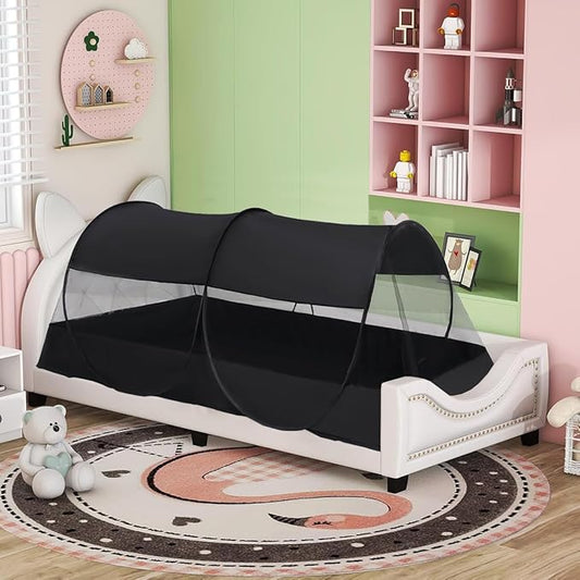 Akiky Mosquito Net Pop Up Bed Net Tent with Black Bottom Portable&Foldable Bed Canopy for Bunk Bed Twin Sleeping Tent for Indoor Outdoor