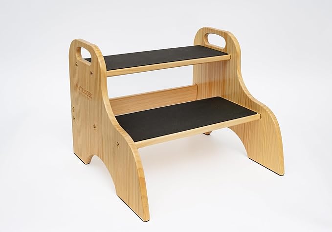 Toddler Step Stool for Bathroom Sink, 2 Step Stool, Toddler Stool for Bathroom, Toddler Sink Step Stool, Bedside Steps for High Beds, Kids Stool for Bathroom Sink, Wooden Two Step Stool