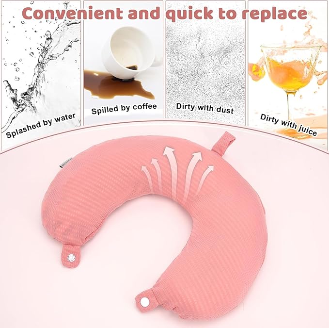 Travel Neck Pillow Cover Neck Pillow Replacement Cover Travel U Neck Pillow Case Cover Soft and Smooth Neck Pillow Cover Blue (Only Pillow Cover, No Filler)