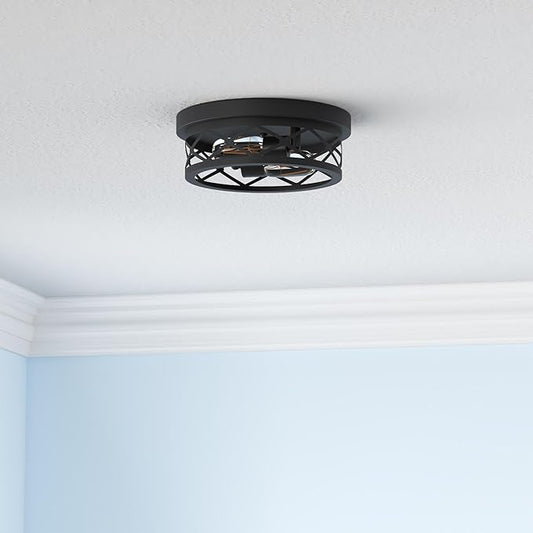 Flush Mount Ceiling Light Fixture for Hallway,2-Light Black Hallway Light Fixtures Ceiling,Light Fixtures Ceiling Mount for Kitchen,Farmhouse,Hall (2 Pack)