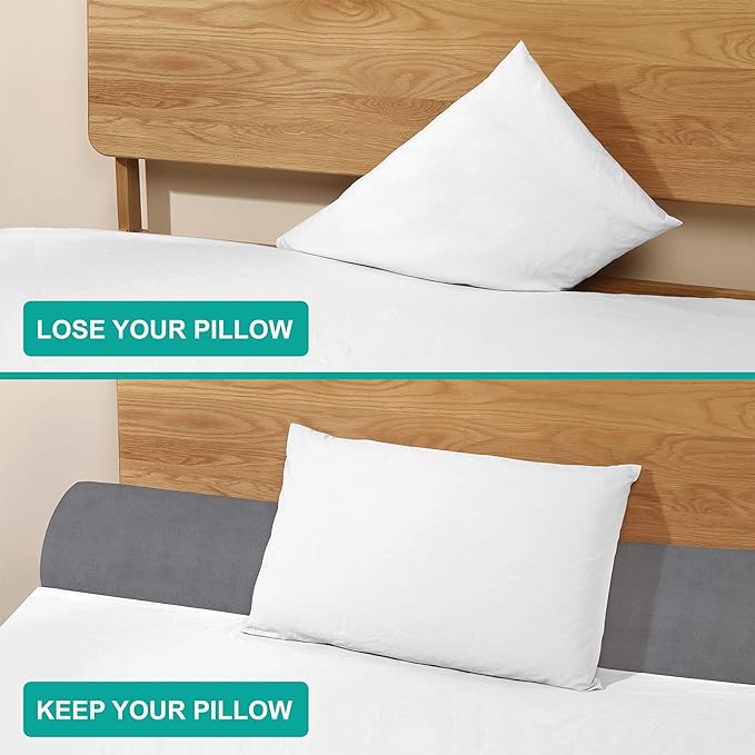 Vekkia Full Wedge Pillow Headboard/Bed Wedge Pillow for Headboard/Bed Gap Filler/Headboard Pillow,Pillow Wedge for Headboard Gap(0-6"),Stop Loosing Your Pillows,Phone(Gray 54"x10"x6")