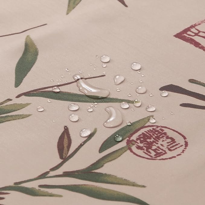 Saigon Farmhouse Printed Leaves Vintage Waterproof Polyester Fabric Brown Bamboo Country Cloth Bathroom Shower Curtain,Extra 78" W x 72" L