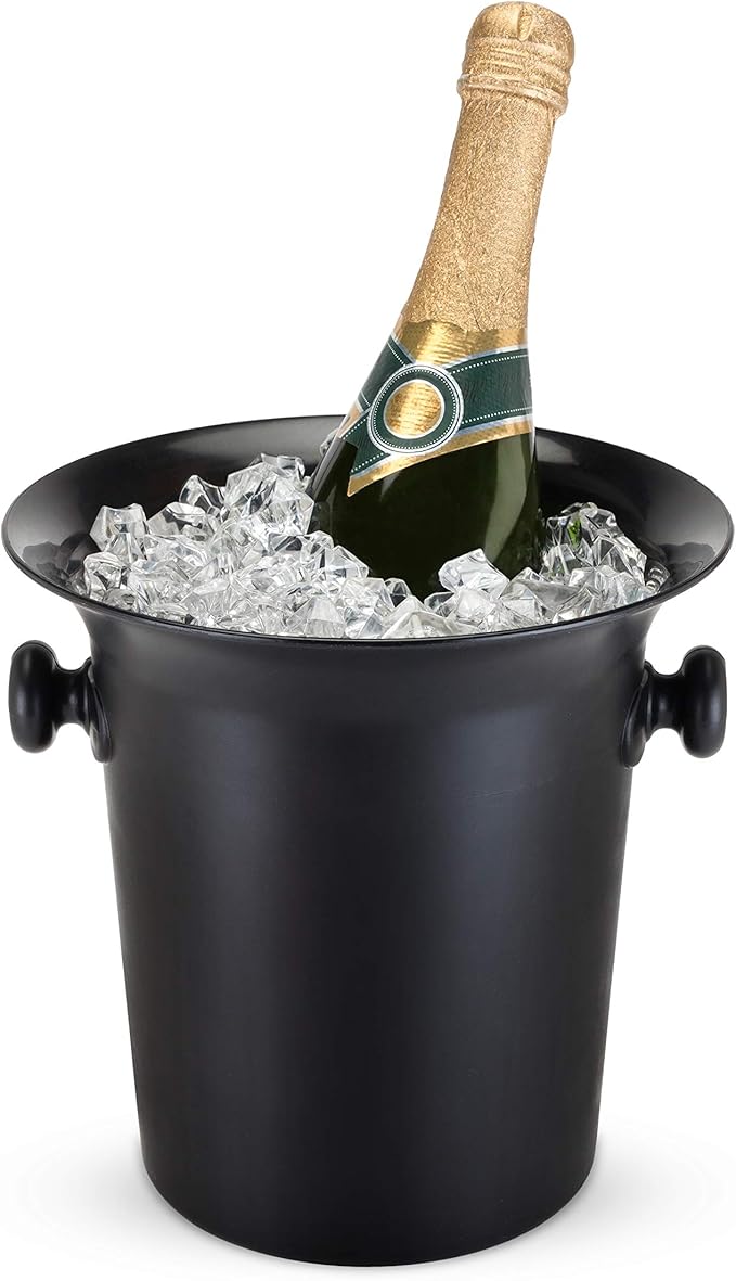 True Black Ice Bucket with Handles, Beverage Tub for Parties, Wine and Champagne Drink Bucket for Outdoor and indoors entertaining, 3 liter, Black
