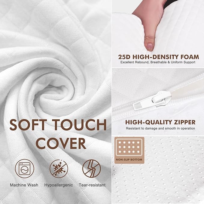 Wedge Pillow Headboard, Pillow Wedge for Headboard Gap with 2 Side Large Pocket, Bed Gap Filler (0-8"), Headboard Wedge Pillow King Size(White, 76"x10"x6")