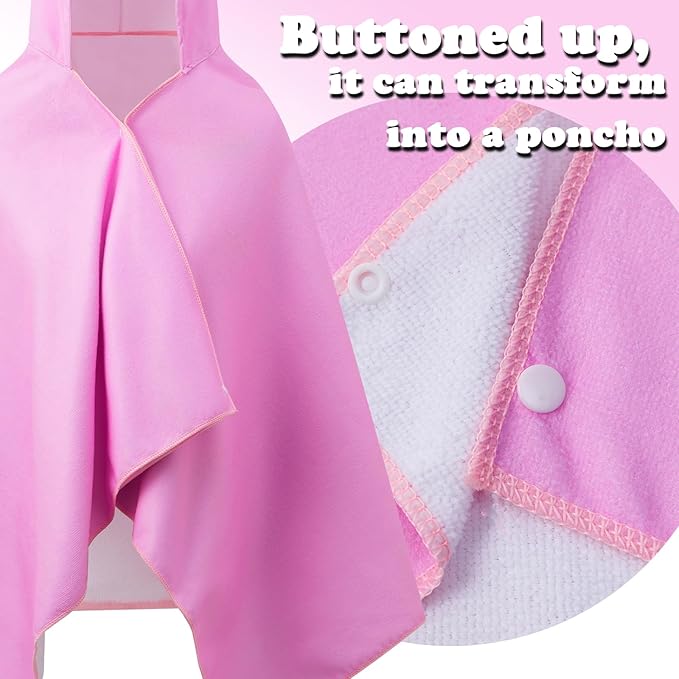 Kids Hooded Towels - Soft and Absorbent Bath, Beach, Swim Pool 30" x 60" Large Towel Cover Up for Boys and Girls Pink