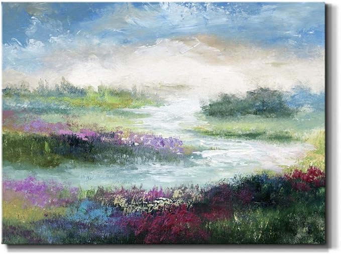 Renditions Gallery Canvas Flowers Wall Art Modern Decorations Paintings Colorful Floral Meadow Glam Nature Abstract Wall Hanging Artwork Prints for Bedroom Office Kitchen - 32"x48" LT33