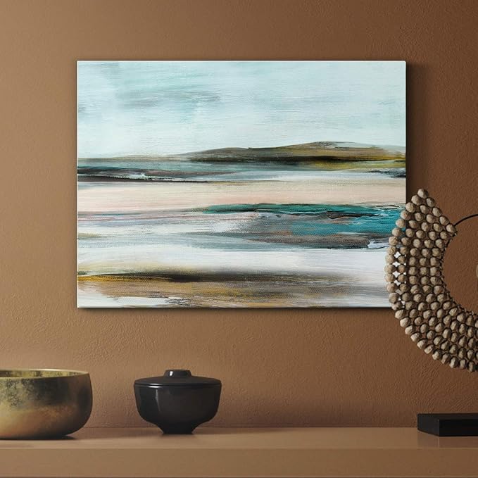 Renditions Gallery Canvas Nature Wall Art Modern Paintings & Prints Decorations Blurred Sandy Beach Abstract Vibrant Coastal Wall Hanging Artwork for Bedroom Office Kitchen - 12"x18" LT33