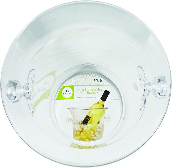 True Acrylic Ice Bucket with Handles, 3-Liter Capacity, Clear Plastic Ice Bucket, Acrylic Wine Bucket, Clear Champagne Bucket, Beverage Bucket, Ice Buckets for Parties, 8.75" x 8.25", Set of 1