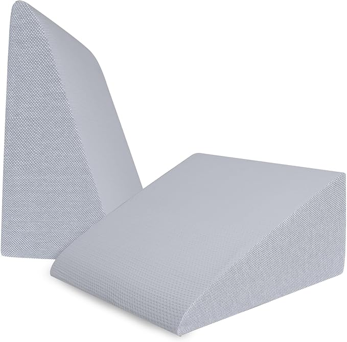 QUINEEHOM Wedge Pillow for Sleeping, 12 Inch Triangle Bed Wedge for Adults, Memory Foam Wedge with Washable Cover, Hypoallergenic 30 Degree Pillow Wedge for Acid Reflux, Knee, Snoring, Dark Grey