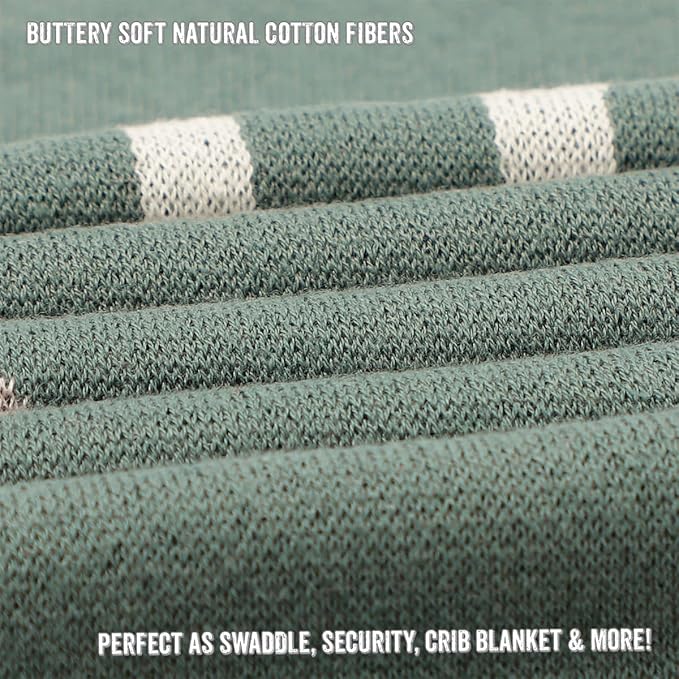 Soft Baby Swaddle Receiving Blanket - 100% Cotton Knit Soft Cozy Receiving Swaddling Crib Stroller Quilt Blanket for Shower Gift Registry for Newborns, Infants, Toddlers (Deer - Sage)