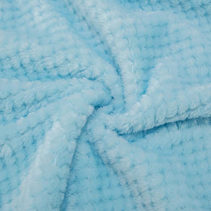 Fuzzy Throw Blanket, Plush Fleece Blankets for adults, Toddler, boys and Girls, Warm Soft Blankets and Throws for Bed, Couch, Sofa, Travel and Outdoor, Camping (40Wx60L, M-Ice Blue)