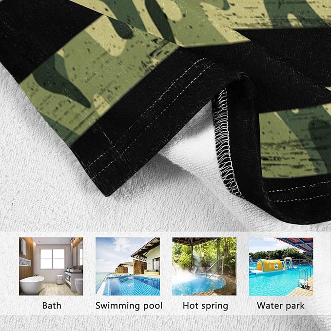 senya Kids Beach Towel, American Flag with Camouflage Grunge Hooded Bath Pool Beach Towel Wrap Cover-ups Beach Poncho for Boys Girls