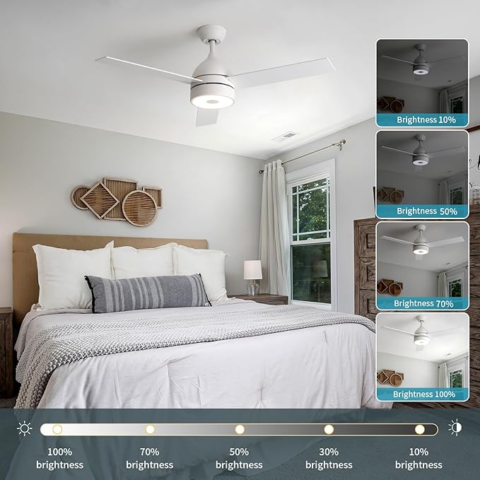 52 Inch Ceiling Fan With RGB Dimming LED Light,With Music Bluetooth Speaker,Remote Control,3-Speed Regulation, Reversible Motor,Timing,For Living room,Bedroom,Restaurant,Outdoor