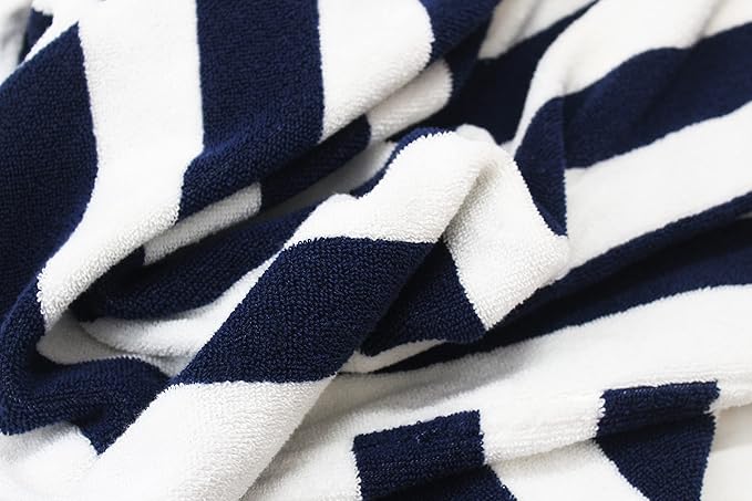 Hooded Bath Towel Wrap - 100% Cotton Terry Large Oversized Hooded Kids Towel - Toddler Shower Pool Beach Towel - Soft Plush Absorbent Quick Dry Easy Care Gift - 30x60- Cabana Stripe Blue