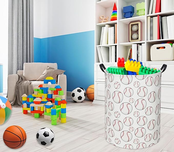Baseball Kids Laundry Basket Baby Hamper Baseball Toy Storage Bin for Boys Room Decor Baby Nursery Hamper Gift Baskets for Bedroom Bathroom(Baseball)