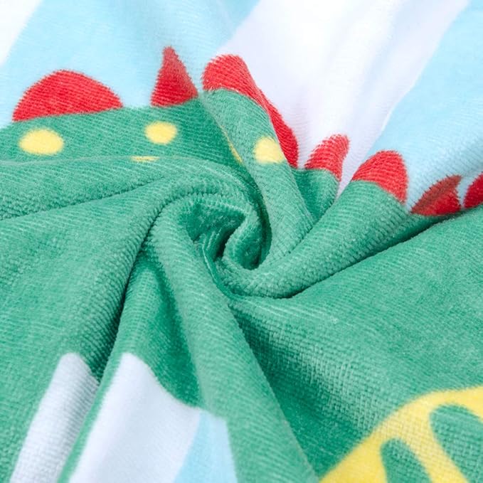 Kids Hooded Bath Beach Towel Girls Boys, Super Absorbent & Soft Towel Poncho with Cute Design, 30 x 50 Inch After Pool Wrap Towel with Hood (Dinosaur)