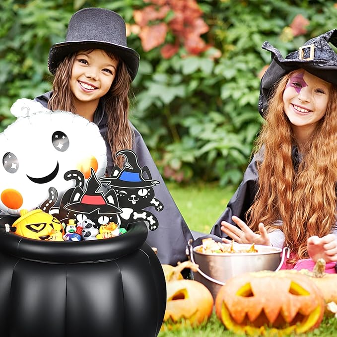 Halloween Inflatable Cooler, 22x18 Inch Witch Cauldron Kettle Large Halloween Cooler for Drinks Inflatable Ice Bucket for Halloween Parties Travel