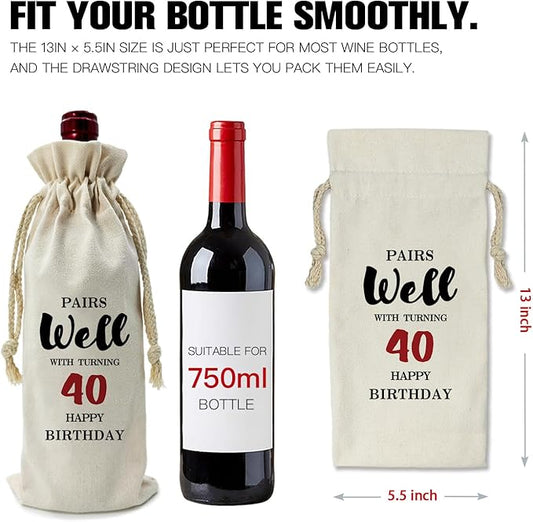 ZHANTUONE,40st Birthday Gift,Drawstring Polyester Cotton Cloth Wine Bag,Funny Birthday Wine Bag,40 Years Old Birthday Party Decoration Wine Bag Gifts,Birthday Party Decorations Ideas Wine Bag