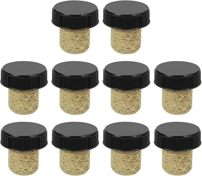 uxcell 16Pcs T-shaped Stoppers, 0.75inch Diameter Cork Wine Stopper Reusable Wine Bottle Corks Sealing Plug for Wine Beer Beverage Bottle Crafts, Black