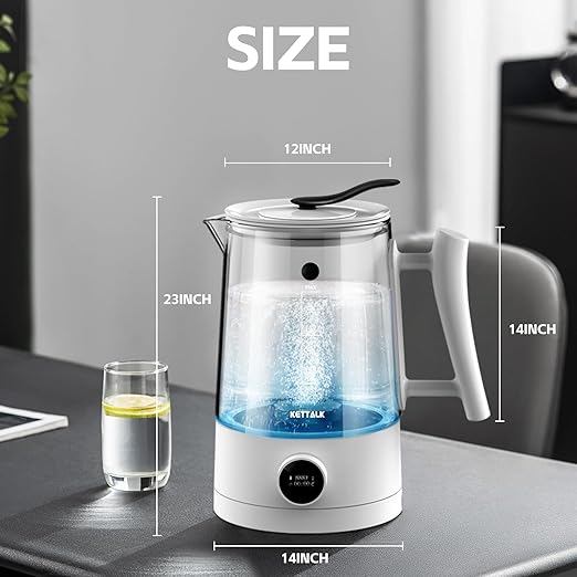 Hydrogen Water Kettle, Hydrogen Water Pitcher, Rich Hydrogen Water Generator Electrolysis Jug BPA Free with SPE and PEM Concentrator Technology, Hydrogen Content up to 2300 PPB