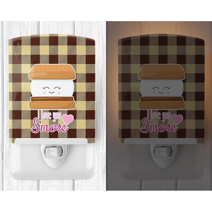 Caroline's Treasures BB9129CNL I Love You Smores Ceramic Night Light Compact, UL-Certified, Ideal for Bedroom, Bathroom, Nursery, Hallway, Kitchen, 6x4x3, Multicolor