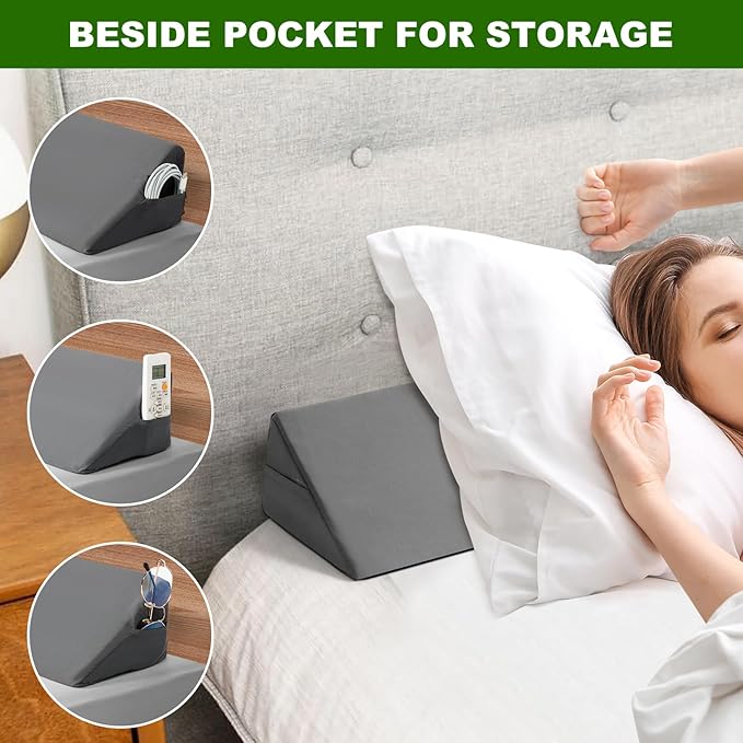 King Size (76"x6.5"x4.5") Bed Wedge Pillow/Headboard Pillow/Mattress Wedge with an Extra Cover, Gap Filler to Close The Gap (0-5") Between Headboard and Mattress (Gray)