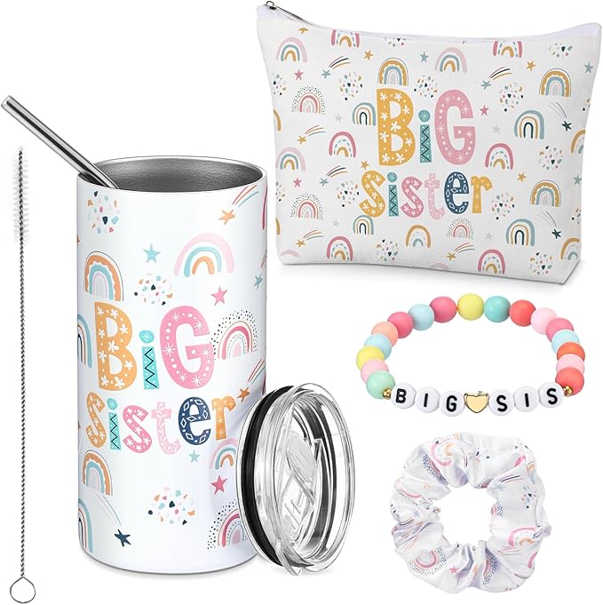 4 Pieces Sports Gifts Set - Hair Scrunchies, Elastic Hair Bands, Ball Charm Bracelet, Zipper Pouch, and Tumbler for Women