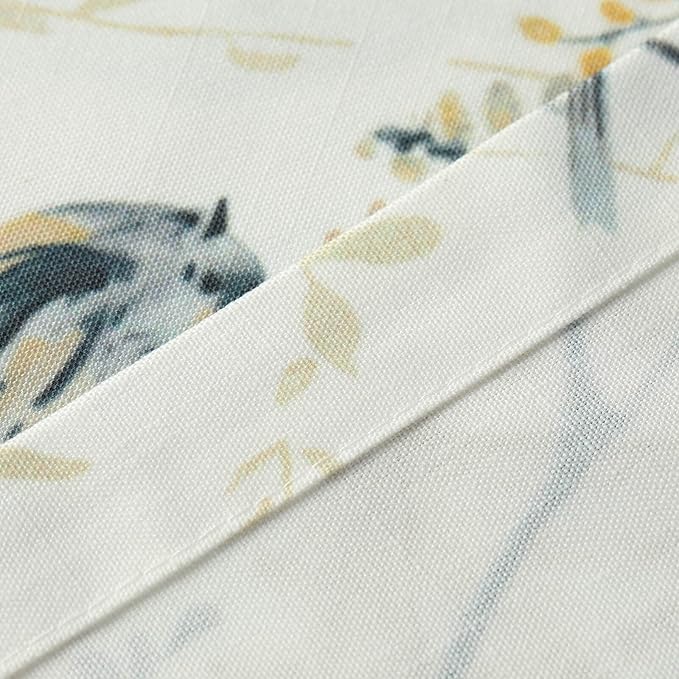 Leeva Farmhouse Style Linen Textured Short Window Treatment, Elegant Grey Birds Curtain Tiers for Bathroom Living Room Cafe, 2 Panels Set, 29 x 30 Inch