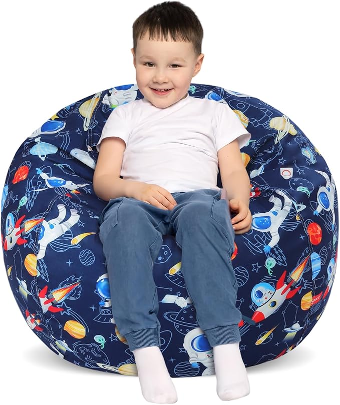 Bean Bag Chair for Kids Stuffed Animal Storage Beanbag Chairs,Toddler Toy Storage Organizer for Girls and Boys,Large 32'' Cover Only(No Filling