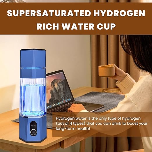Hydrogen Alkalin Hydrogen Water Generator,Portable Rechargeable aquahealth Hydrogen Water Bottle with SPE/PEM Technology, Suitable for Home, Office, Travel, and Fitness Hydration.(Blue)