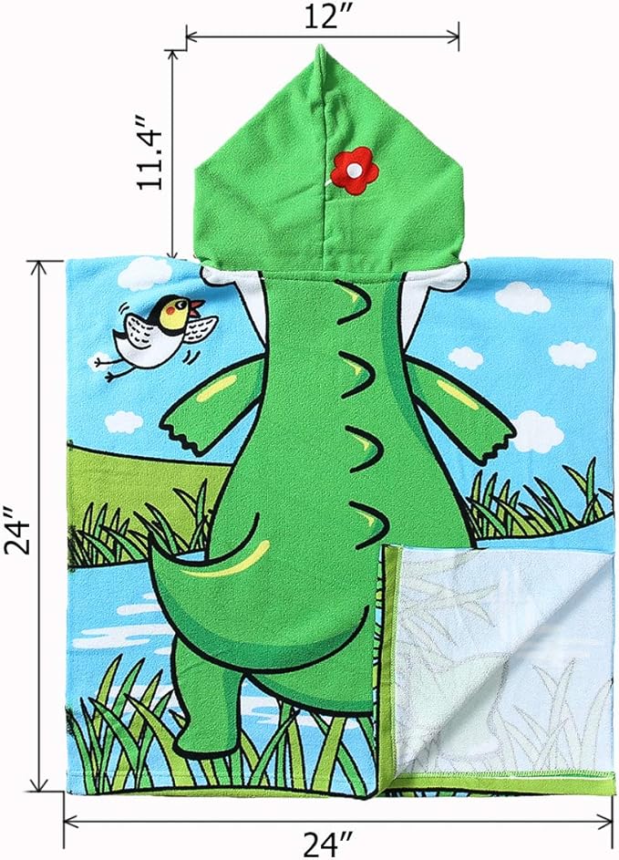 NovForth Kids Beach Towel for Boys Girls, Alligator Hooded Bath Towel Wrap, Toddler Pool Towel with Hood