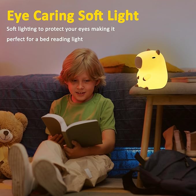 Capybara Gifts for Girl, Capybara Night Light, Capybara Lamp, Dorm Decor Cute Lamp for Nursery, ABS+SIL, Touch Control, Portable and Rechargeable Dimmable, Birthday Gifts for Boys Girls