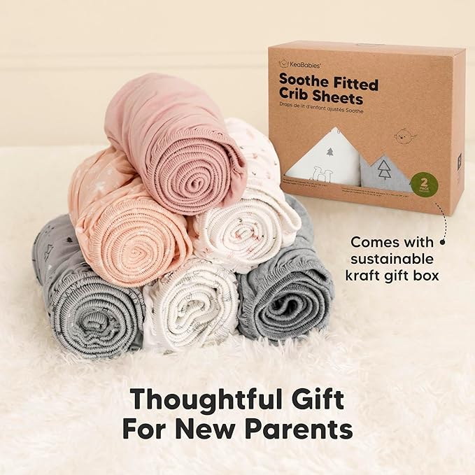 2-Pack Organic Crib Sheets for Boys, Girls - Jersey Fitted Crib Sheet, Baby Crib Sheets Neutral, Crib Mattress Sheet, Cotton Crib Sheets, Breathable Crib Sheet, Baby Mattress Sheets (Dreamland)