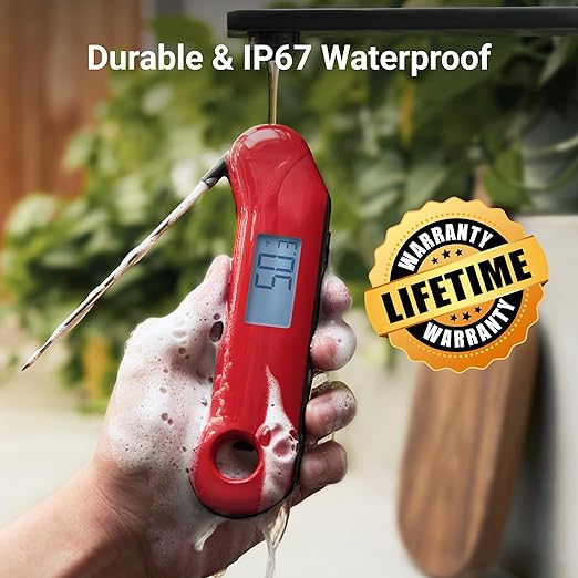 ProfessionaI Meat Thermometer Digital, 3X Faster 0.5 Sec Instant Read, NIST Certified Accurate to ±0.5°F, 100% Waterproof, Auto-Rotating Bright Display, Auto Wake/Sleep, NSF Certified