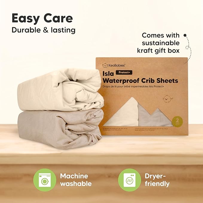 2-Pack Waterproof Crib Sheets for Boys, Girls - Viscose Derived from Bamboo Crib Sheets Neutral, Crib Mattress Protector Sheet, Soft Toddler Bed Sheets, Fitted Baby Crib Sheets Girl, Boy (Rust)