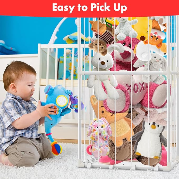 Stuffed Animal Storage, Metal Stuffed Animals Zoo Plush Toy Storage Organizer, Extra Large Plushies Storage Holder Creative Display Shelf for Playroom Bedroom Nursery