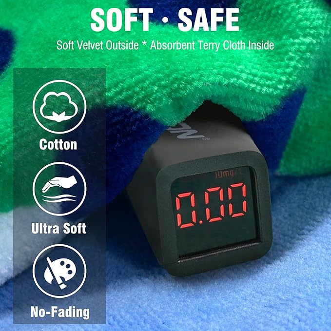 Toddler Bath Towel Hooded - Cotton Kids Beach Towel 20"x20" for Ages 1 to 4, Toddler Towels with Hood Snaps, Soft Terry Poncho Towel as Pool Swim Cover Ups for Girls Boys (Memaild Aqua)