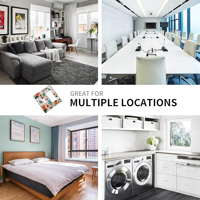 Rustic Floral Boho Colorful Flower 2 Gang Single Toggle Rocker Combination Light Switch Covers Wall Plate Cover Electrical Faceplate Decorative Switchplate for Farmhouse Bathroom Bedroom Decor