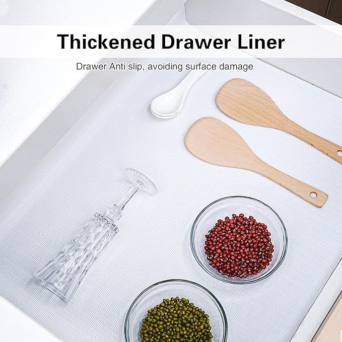 Shelf and Drawer Liner for Kitchen Cabinet-24 in x 20 FT Non-Adhesive Cabinet Liners for Shelves Non-Slip Waterproof Kitchen Drawer Liners Contact Paper Shelf Paper with Knife and Tape Measure