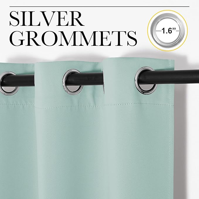 NICETOWN Aqua Blue Blackout Curtains 78" Long for Office, Dining Room, Guest Room, Sound Reducing Heat and Cold Block Curtain Panels for Modern Room Decorative (55" Wide by 78" Long, 2 Pieces)